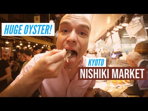 Nishiki Market Street Food Tour In Kyoto Japan – GIGANTIC Japanese Oyster + Amazing Sidewalk Sushi!